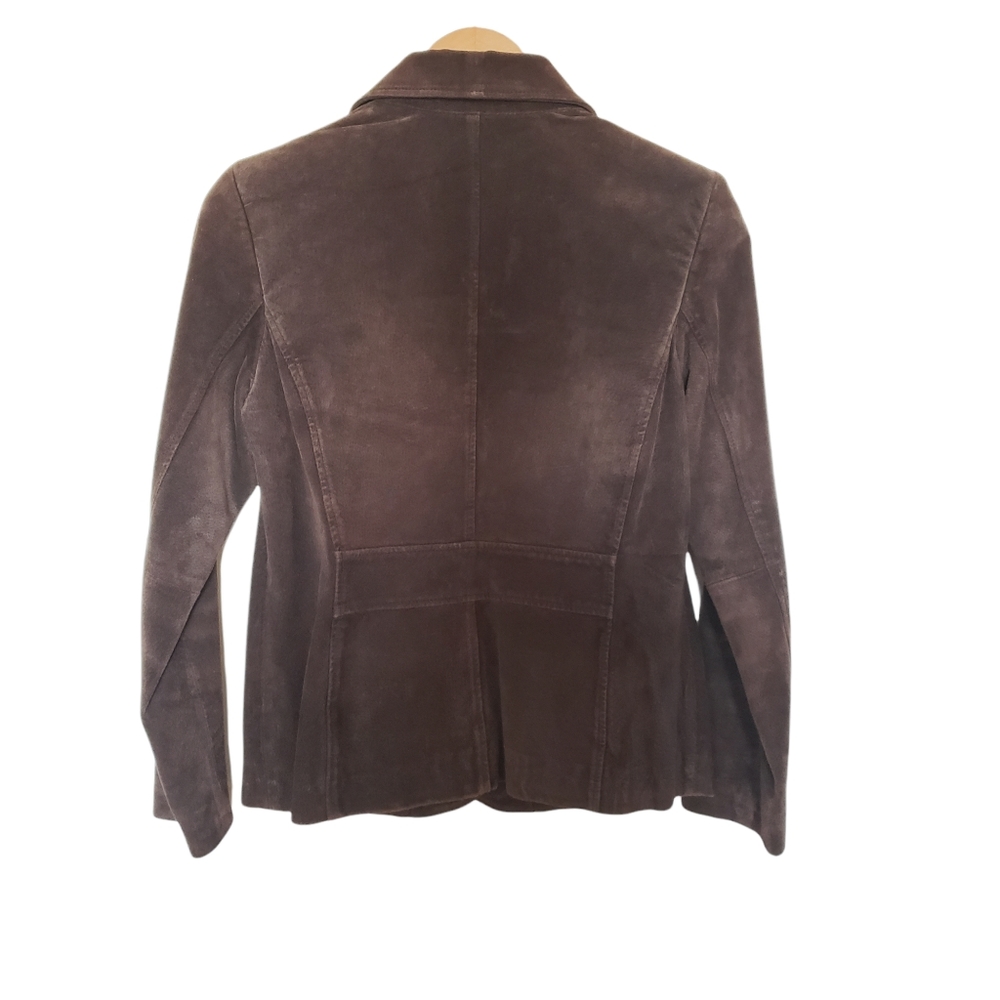Style & Co Petite Brown Suede Leather Jacket Size S Pockets - Picture 2 of 9